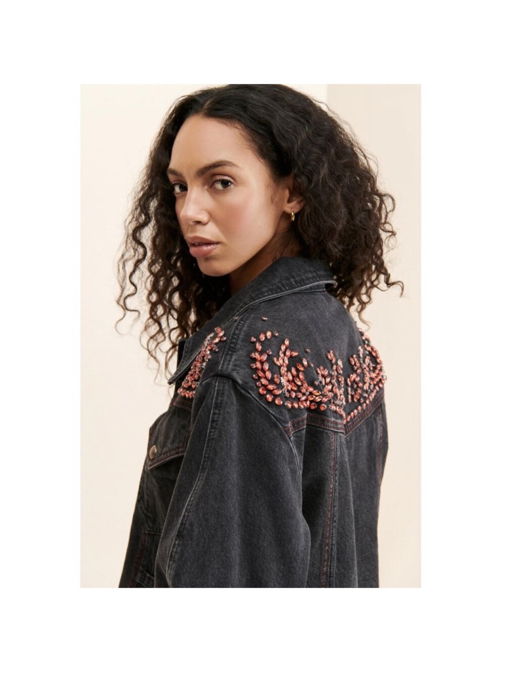 nwot Free People Embellished denim jacket